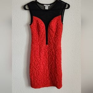 Timing Mesh Bodycon Red Dress